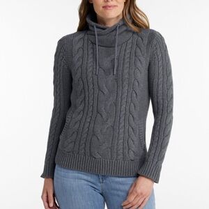 L.L.Bean Double L funnel neck cable knit sweater L